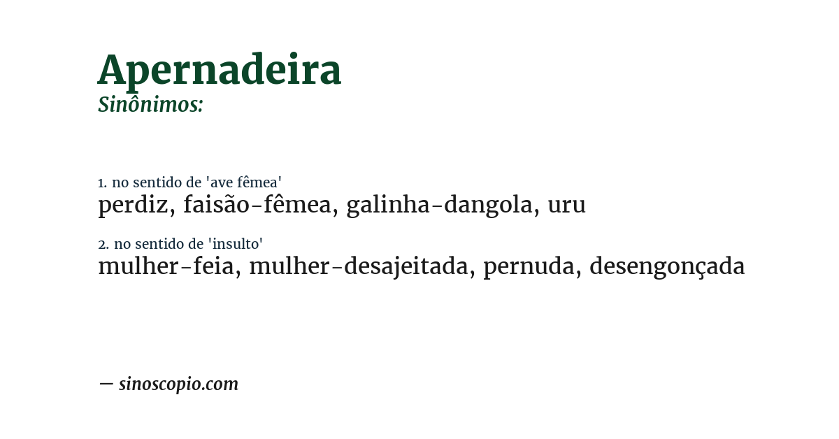 Sinônimo de apernadeira