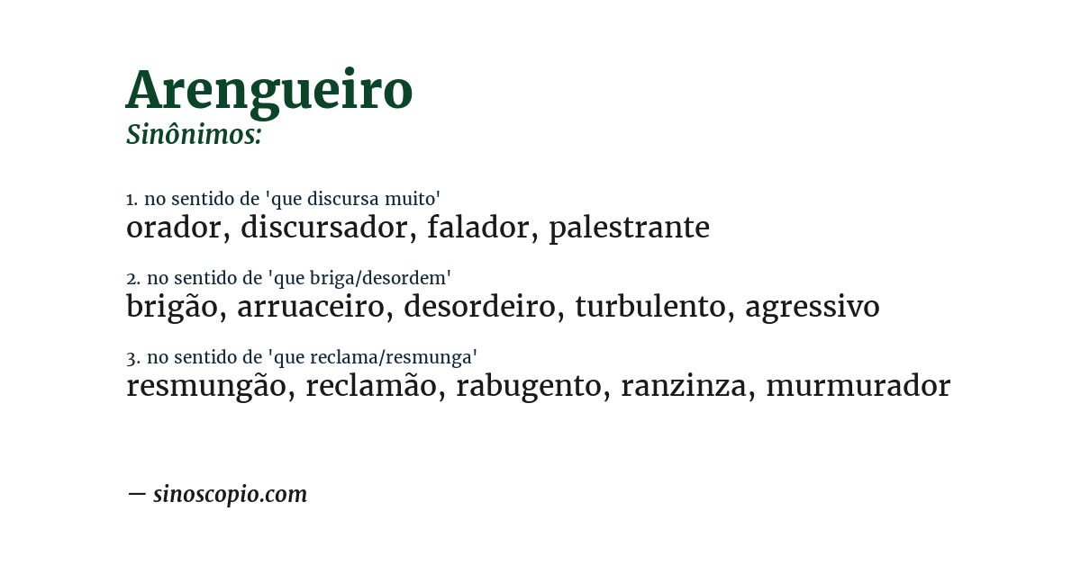 Sinônimo de arengueiro
