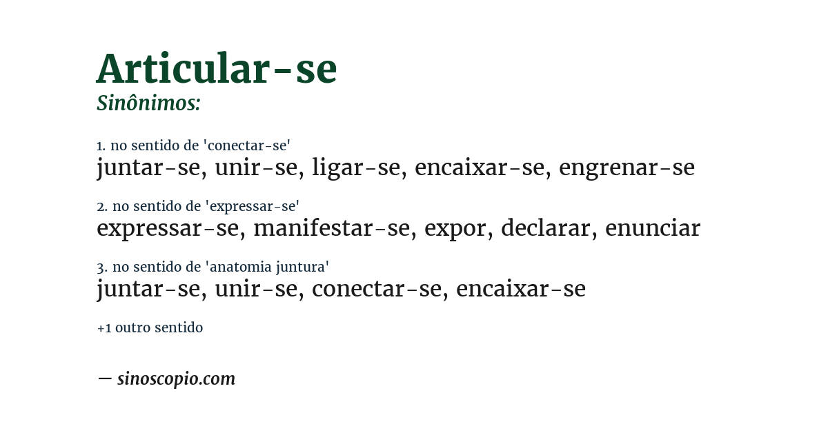 Sinônimo de articular-se