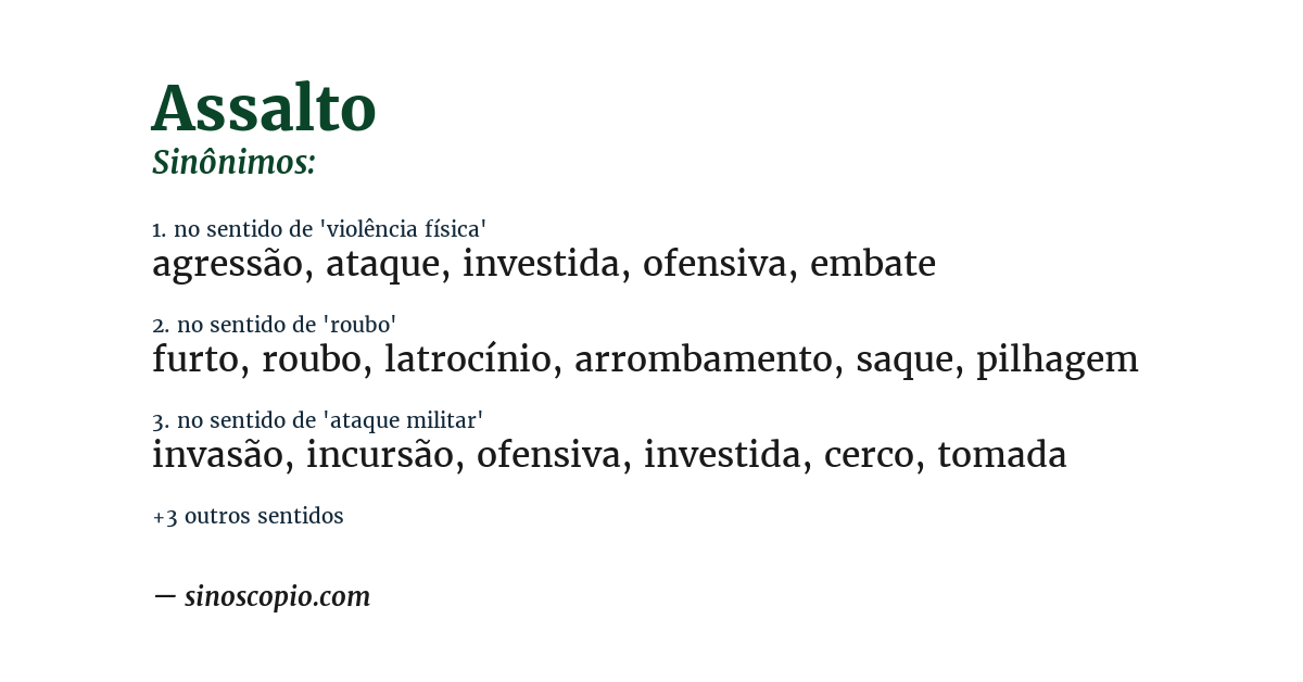 Sinônimo de assalto