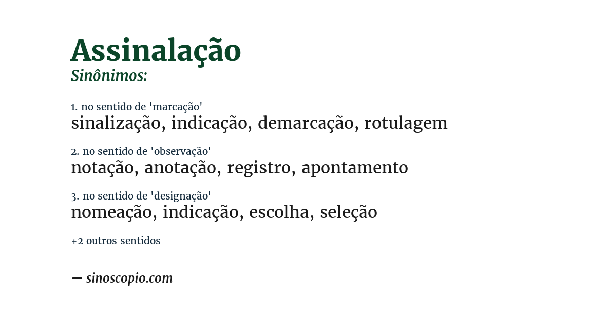 Sinônimo de assinalação