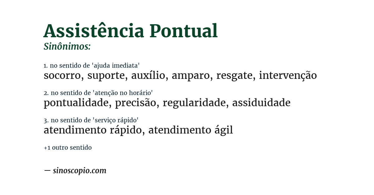 Sinônimo de assistência pontual