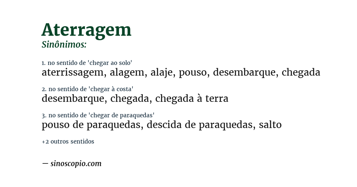 Sinônimo de aterragem
