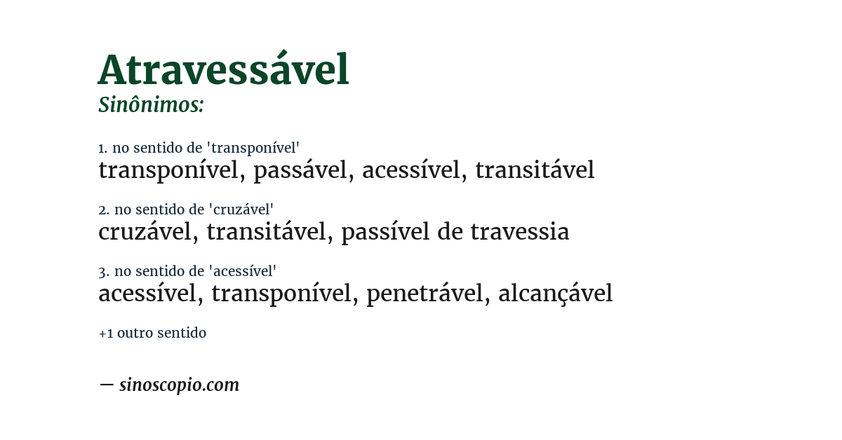 Sinônimo de atravessável