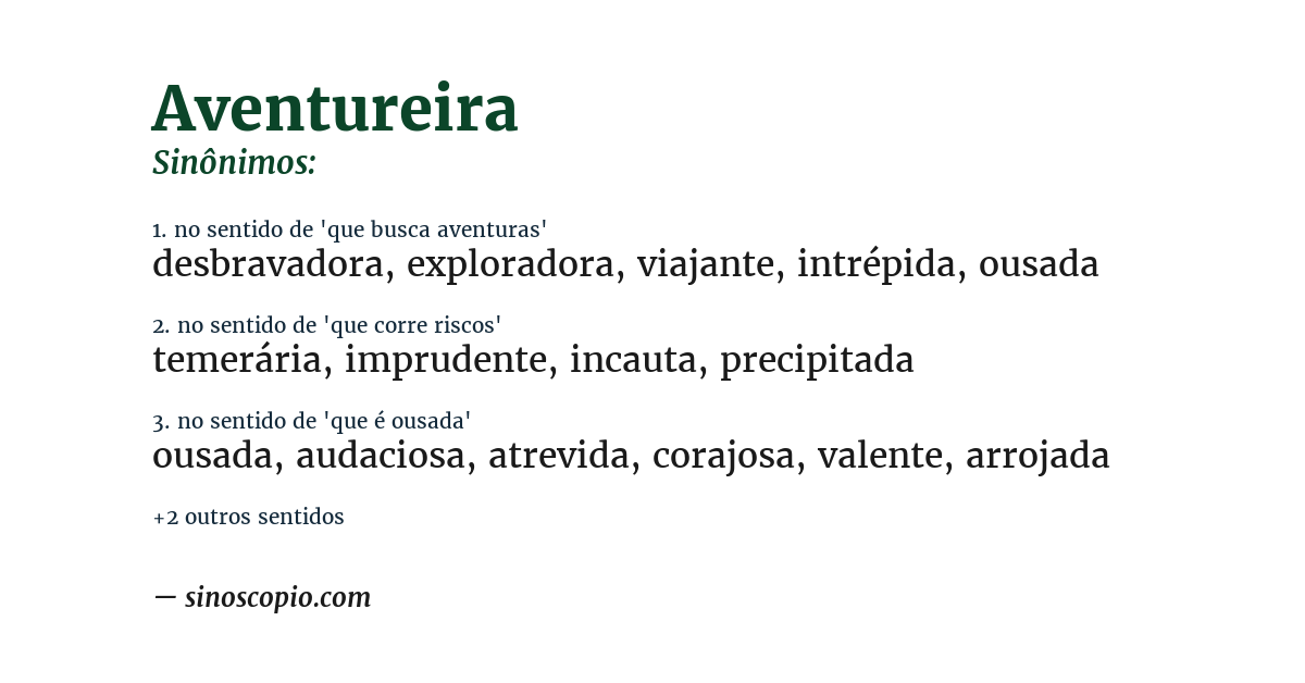 Sinônimo de aventureira
