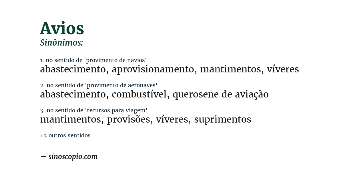 Sinônimo de avios