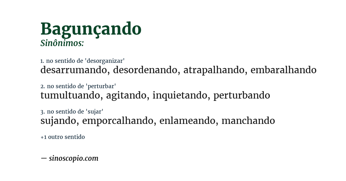 Sinônimo de bagunçando