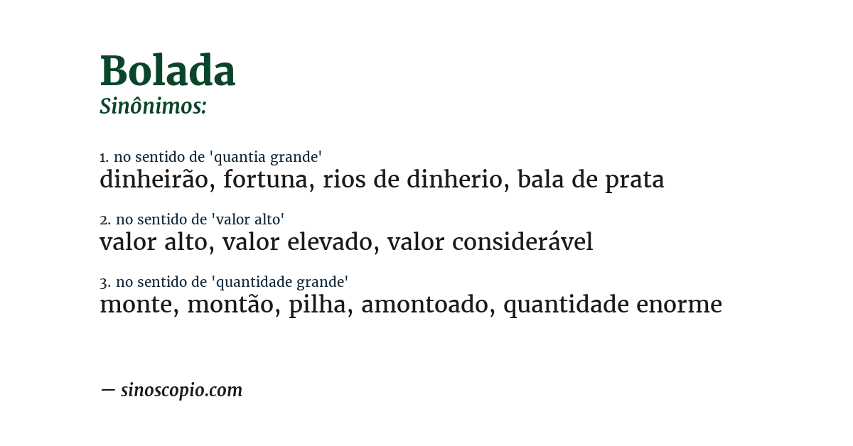 Sinônimo de bolada
