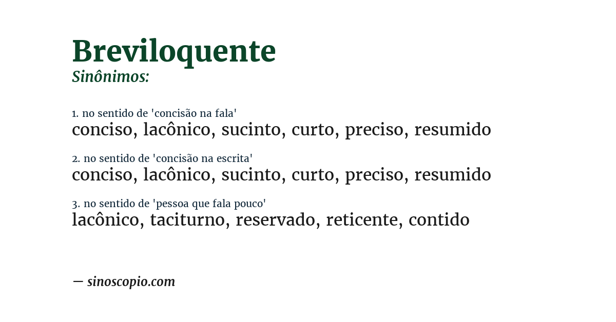 Sinônimo de breviloquente