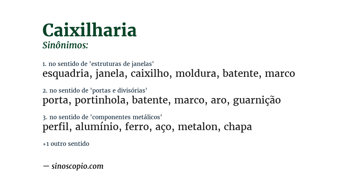 Sinônimo de caixilharia