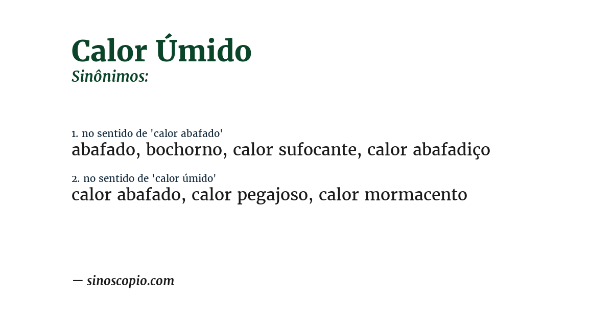 Sinônimo de calor úmido