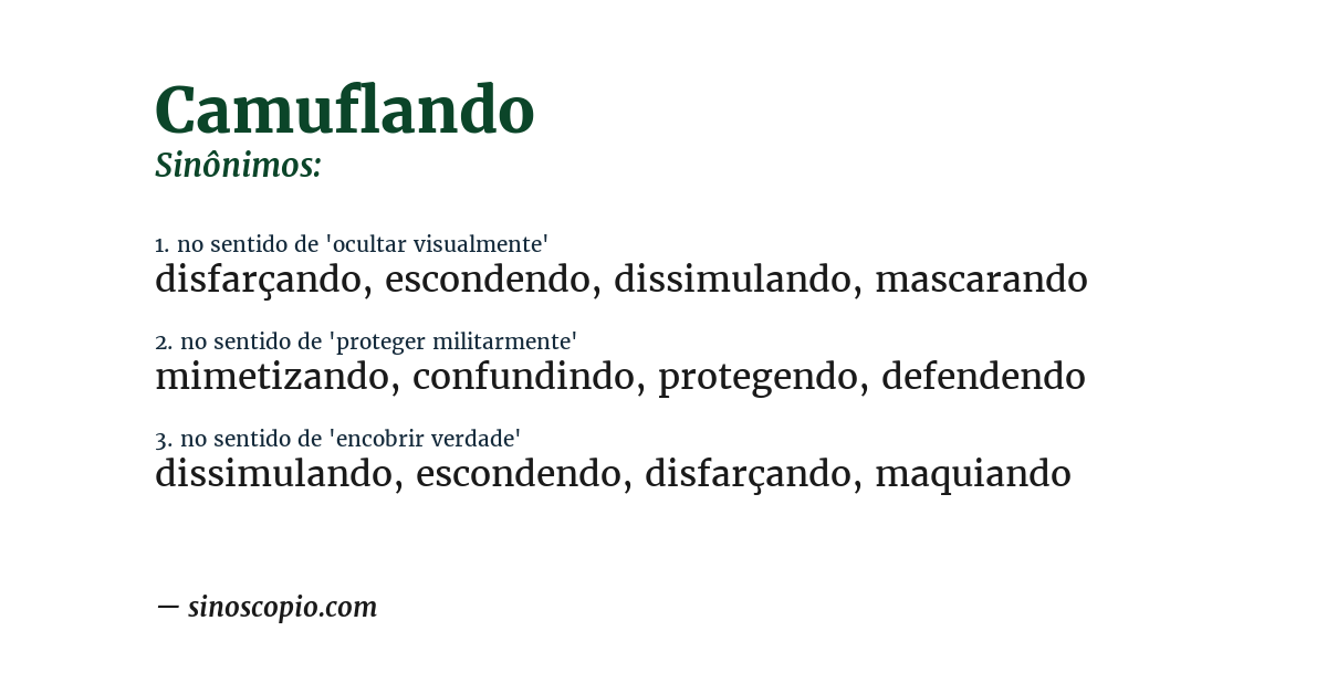 Sinônimo de camuflando