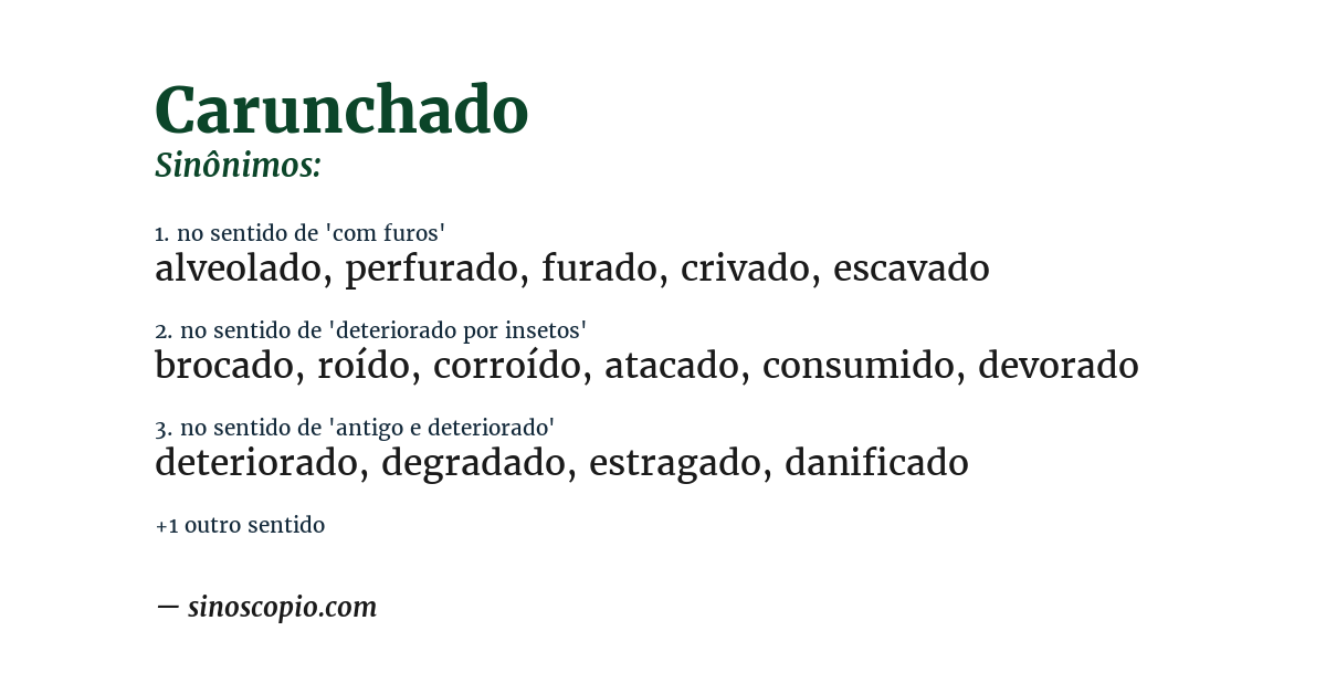 Sinônimo de carunchado