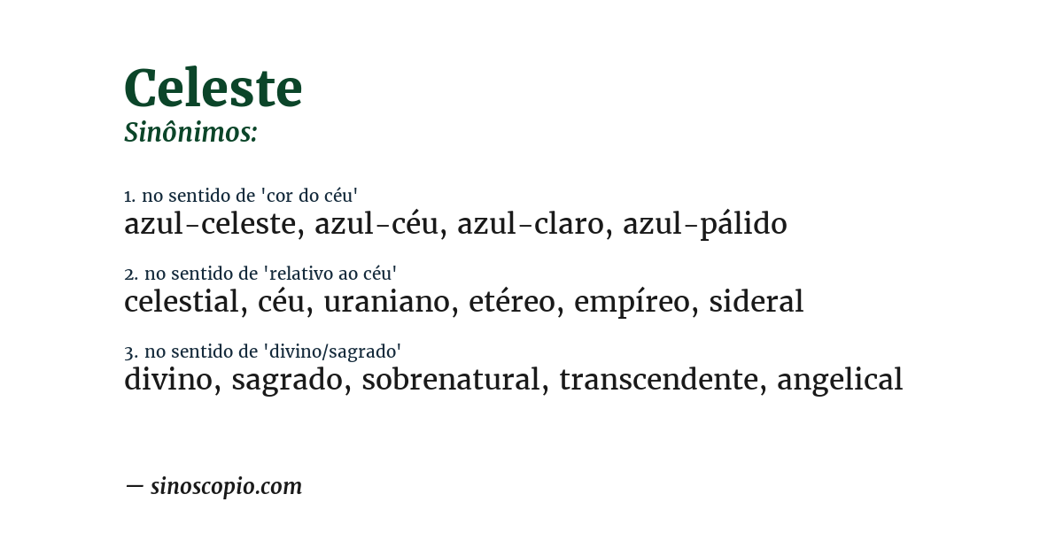 Sinônimo de celeste