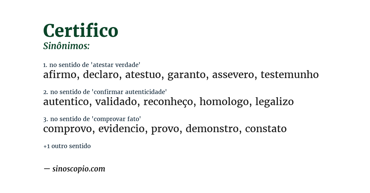 Sinônimo de certifico