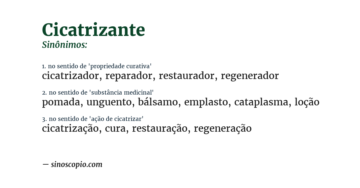 Sinônimo de cicatrizante
