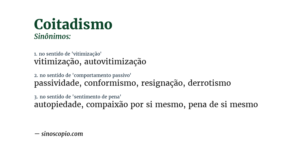 Sinônimo de coitadismo
