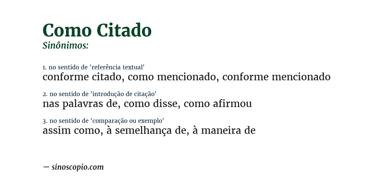 Sinônimo de como citado
