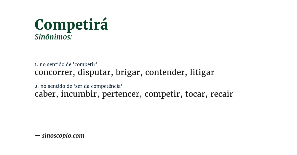 Sinônimo de competirá