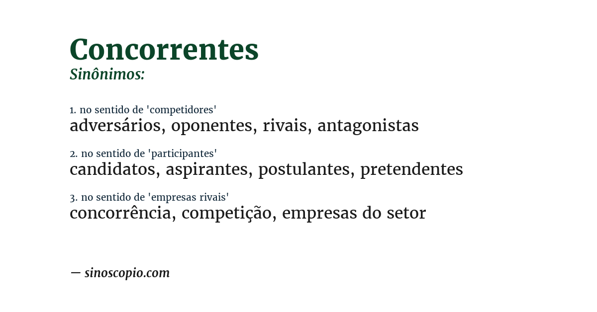 Sinônimo de concorrentes