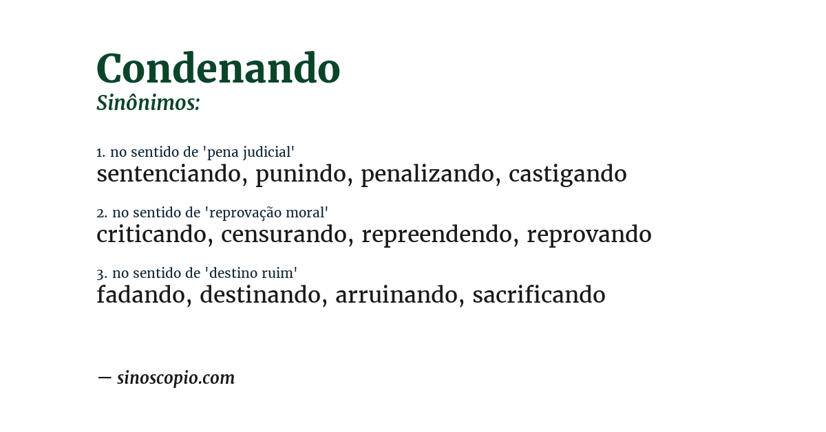 Sinônimo de condenando
