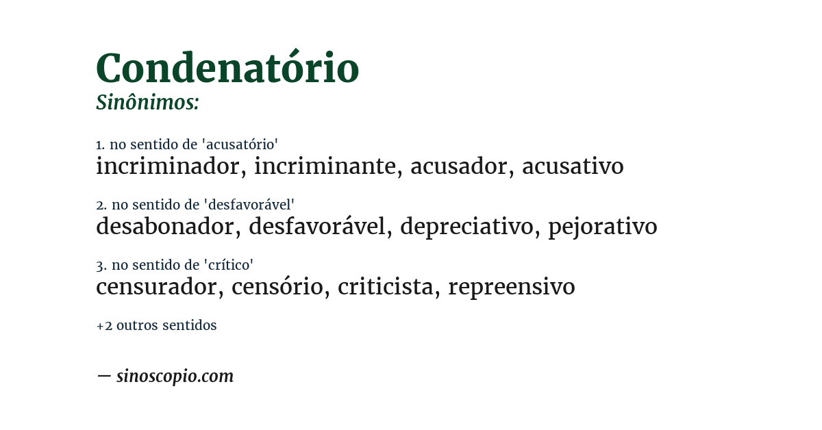 Sinônimo de condenatório