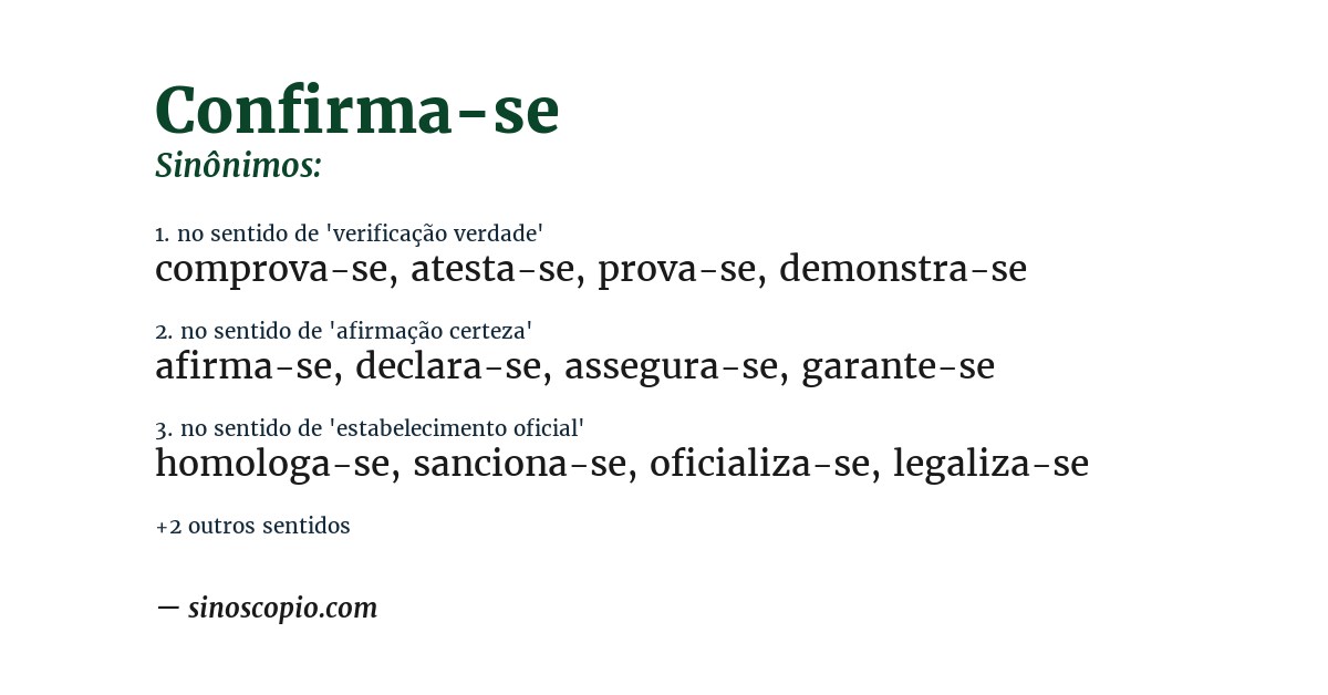 Sinônimo de confirma-se