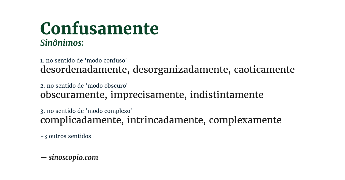 Sinônimo de confusamente