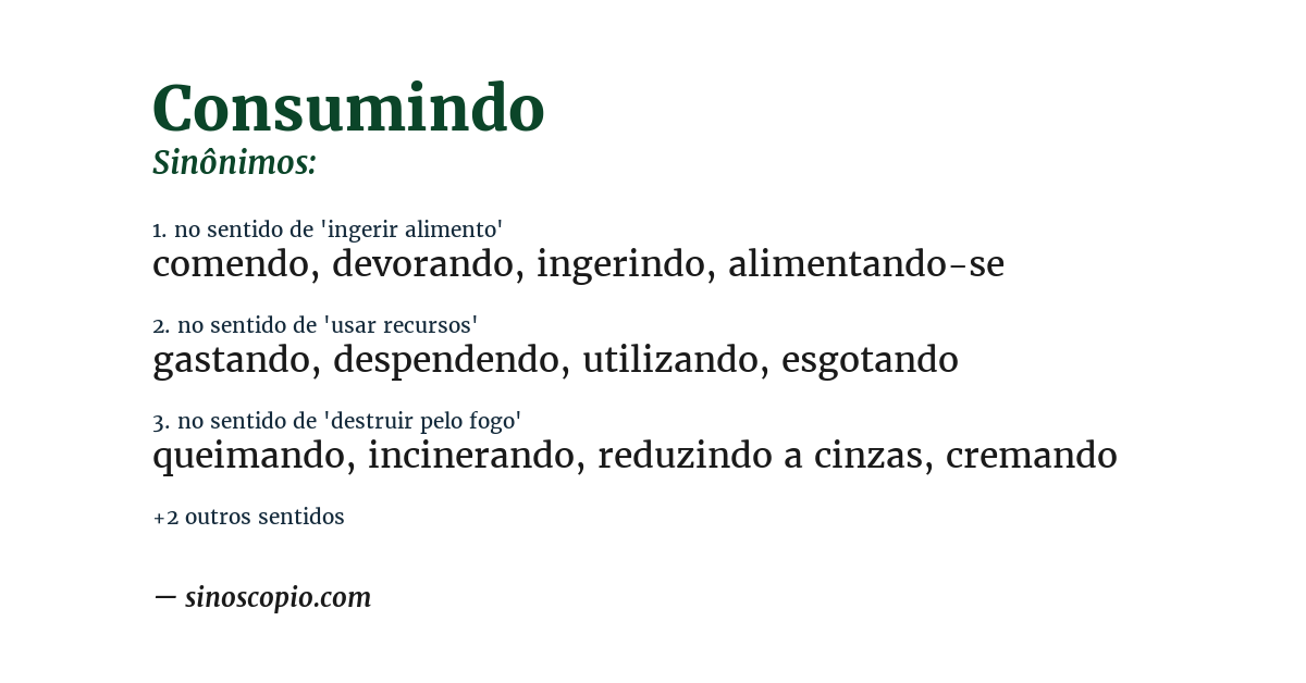 Sinônimo de consumindo