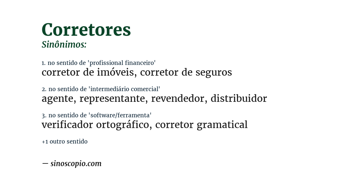Sinônimo de corretores