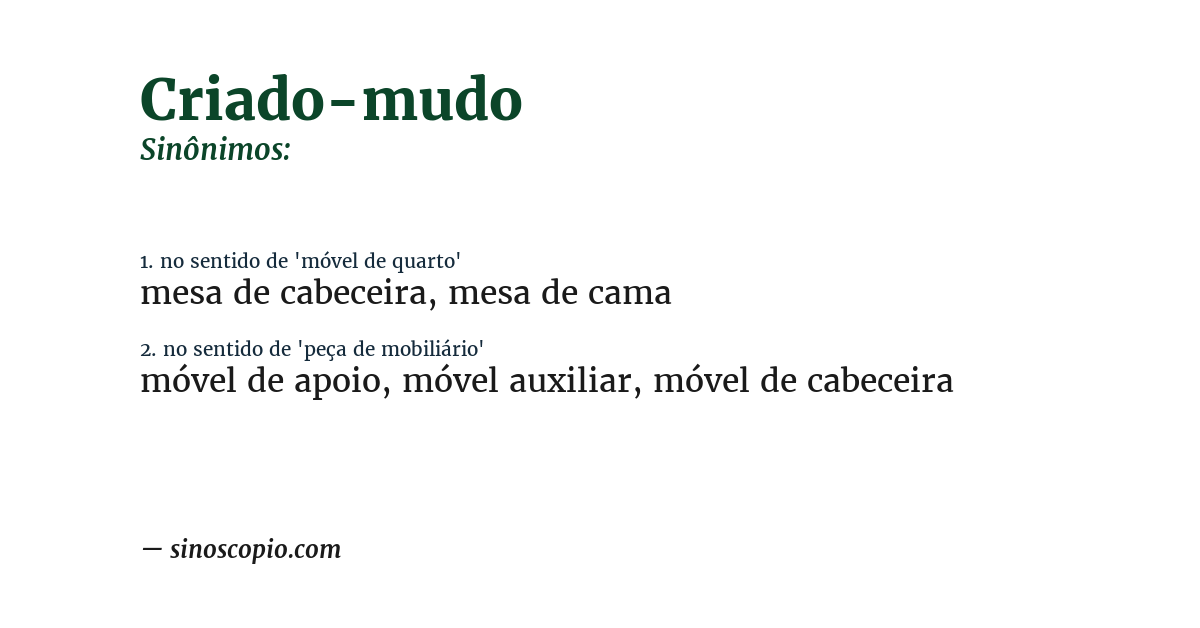 Sinônimo de criado-mudo