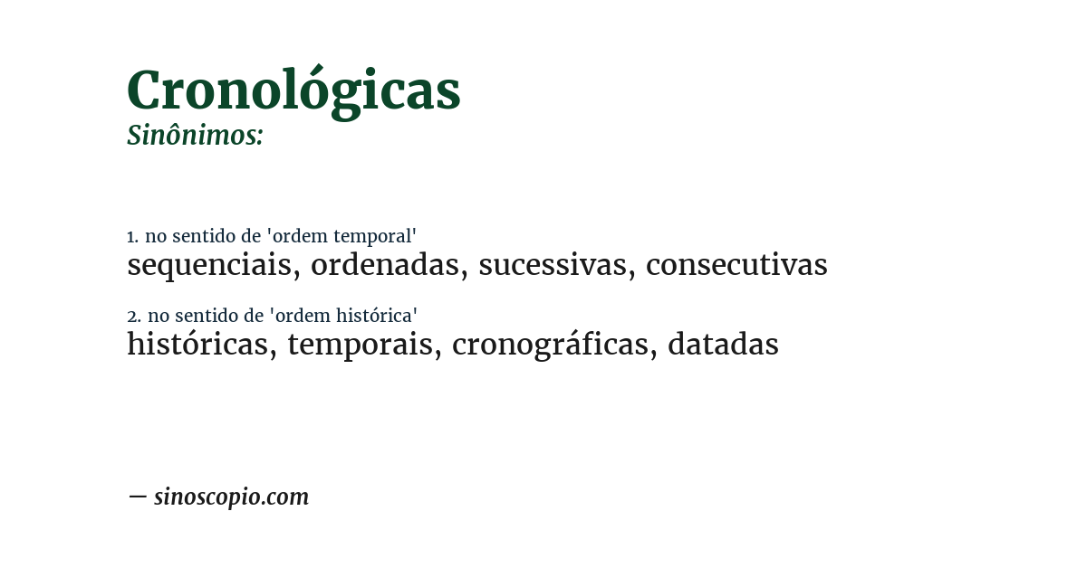 Sinônimo de cronológicas