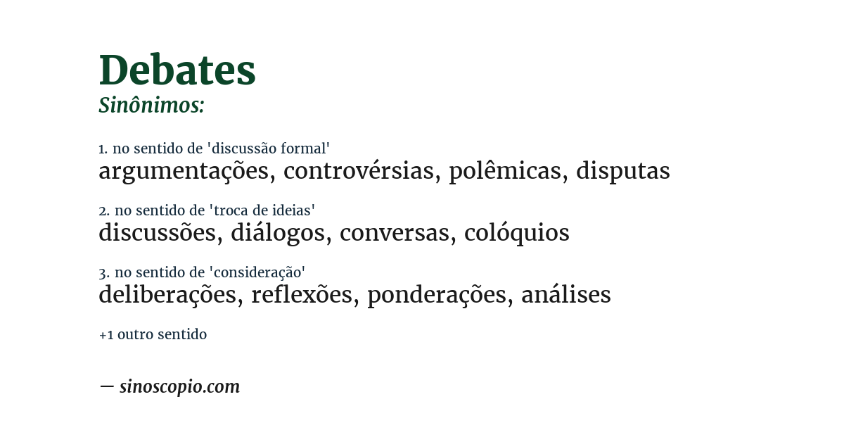 Sinônimo de debates