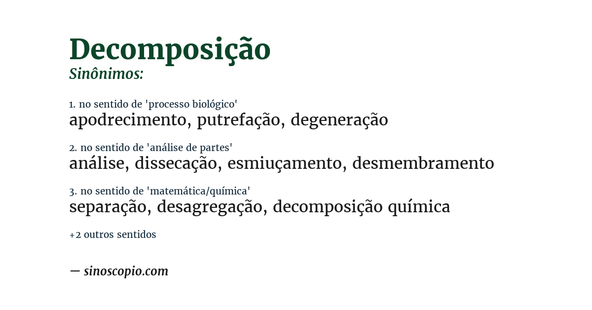 Sinônimo de decomposição