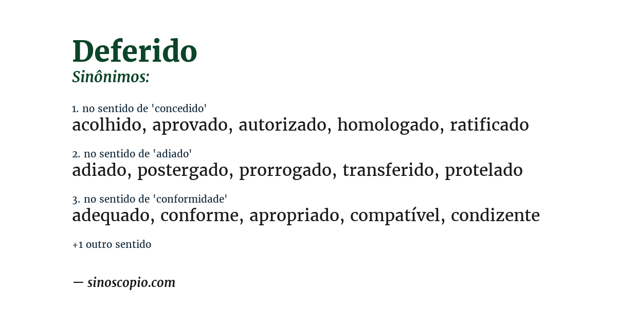 Sinônimo de deferido