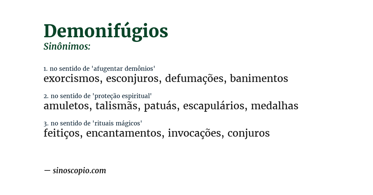 Sinônimo de demonifúgios