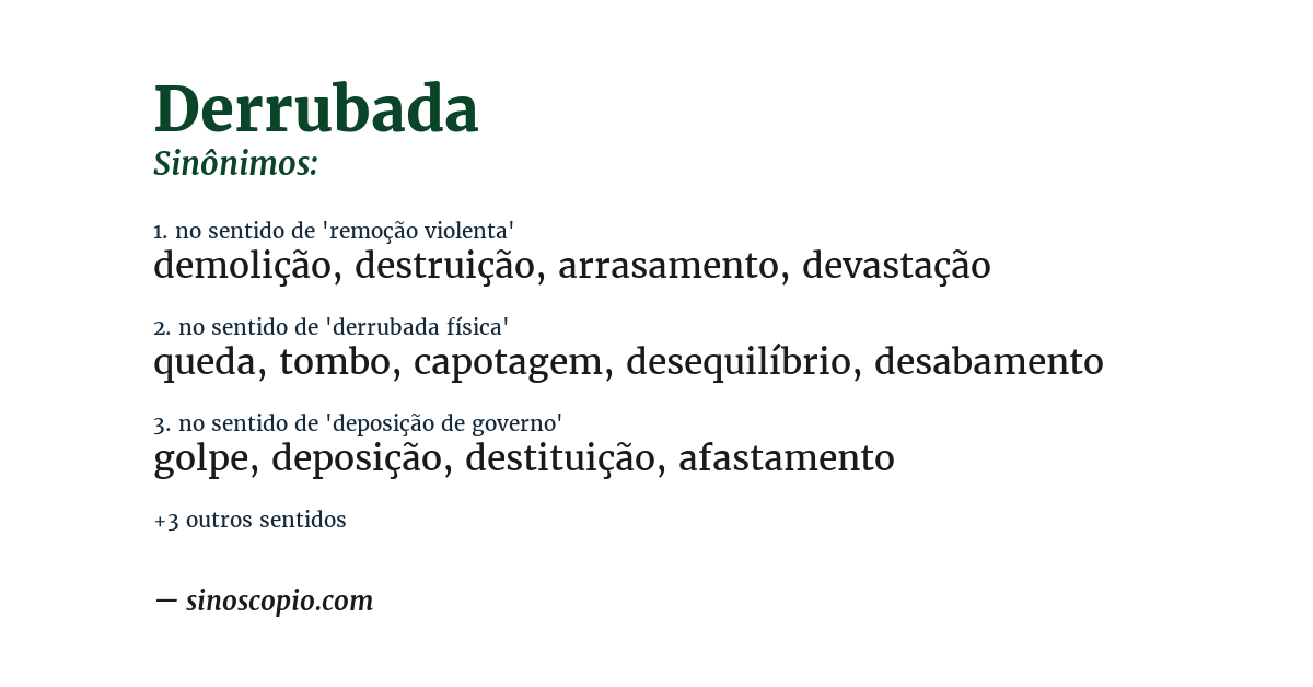 Sinônimo de derrubada