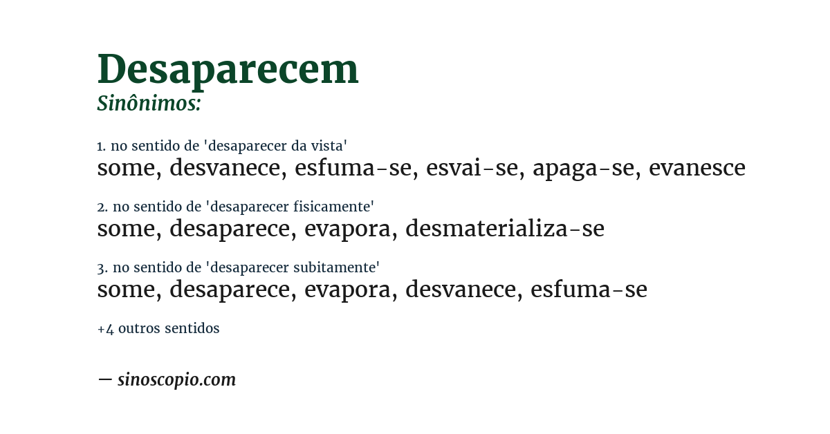 Sinônimo de desaparecem