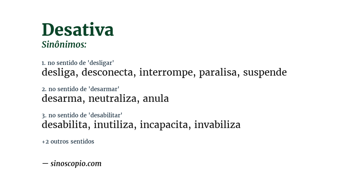 Sinônimo de desativa