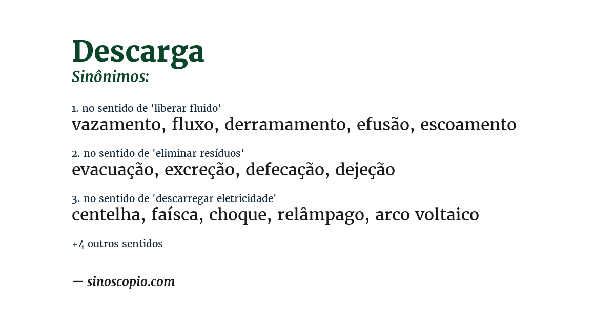 Sinônimo de descarga