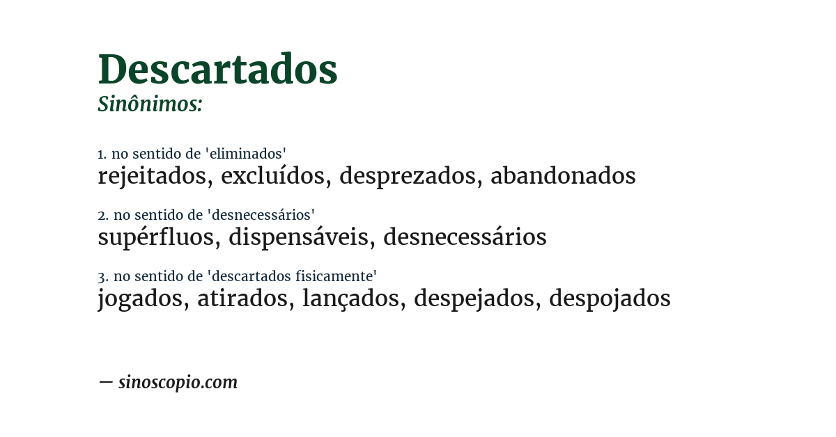 Sinônimo de descartados