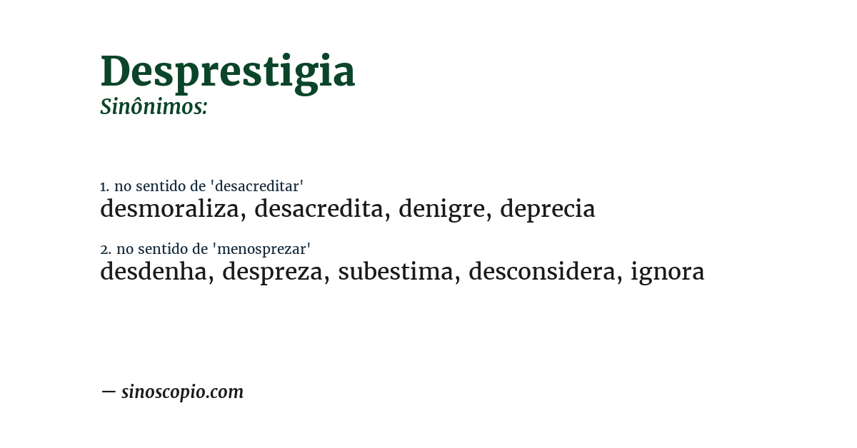 Sinônimo de desprestigia