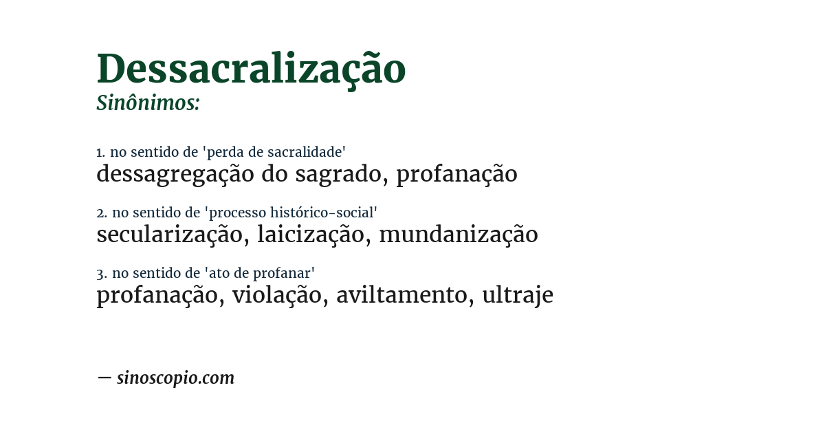 Sinônimo de dessacralização