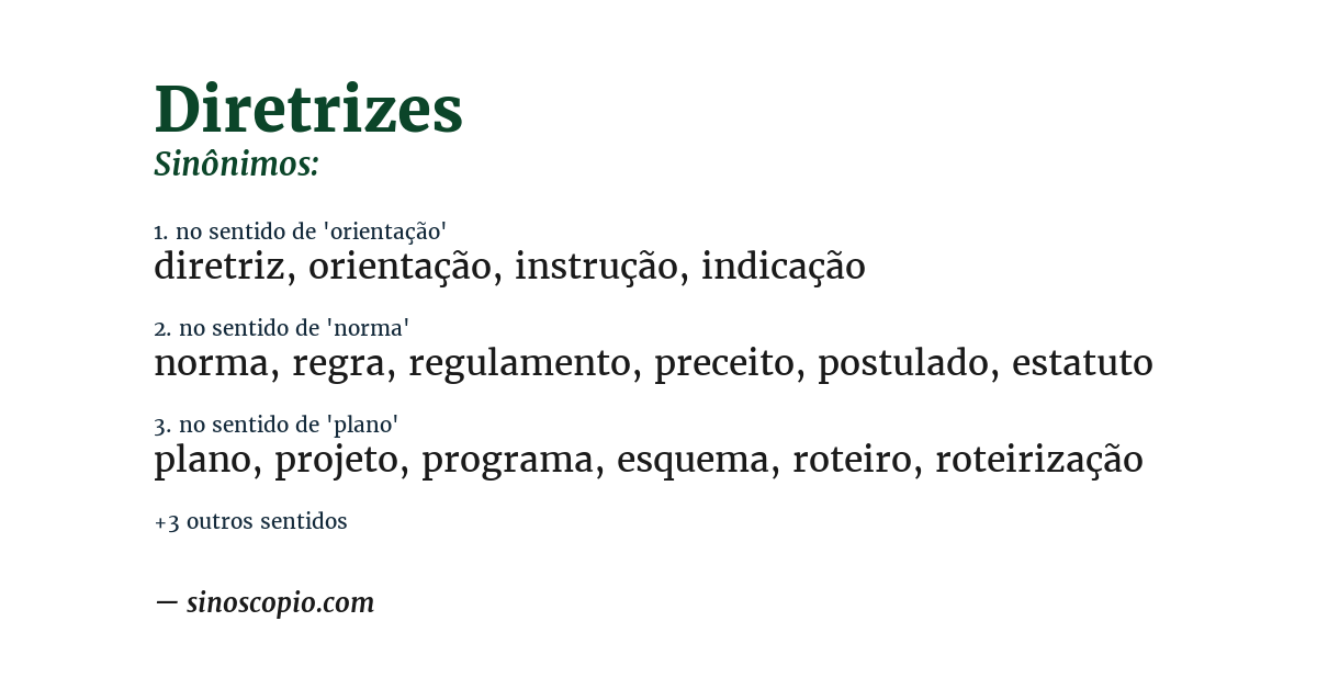 Sinônimo de diretrizes