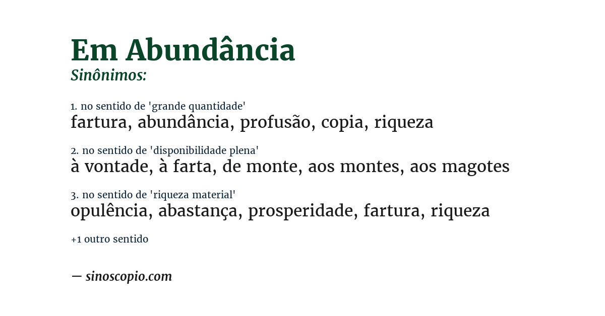 Sinônimo de em abundância