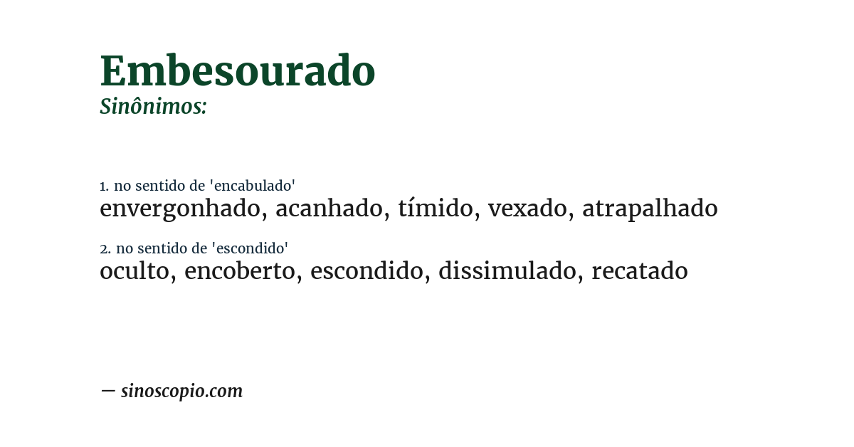 Sinônimo de embesourado