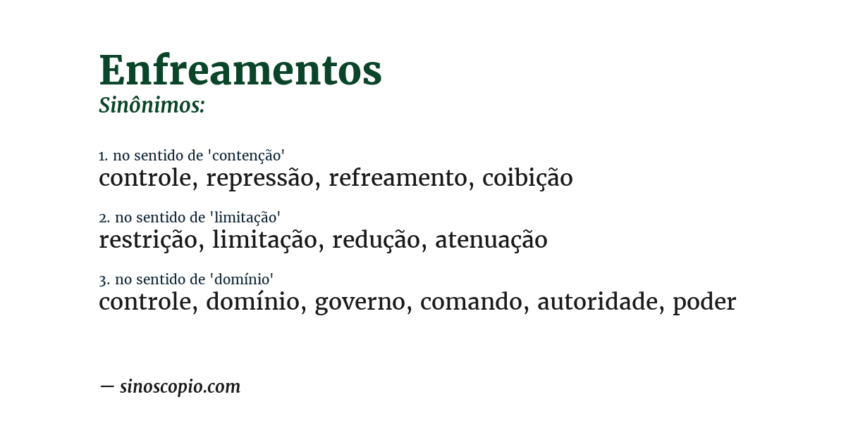 Sinônimo de enfreamentos