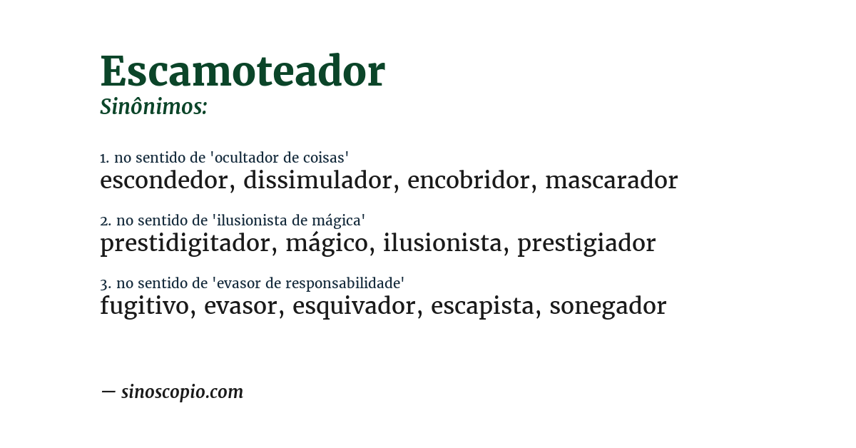 Sinônimo de escamoteador