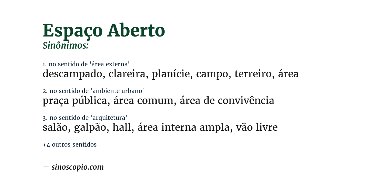 Sinônimo de espaço aberto