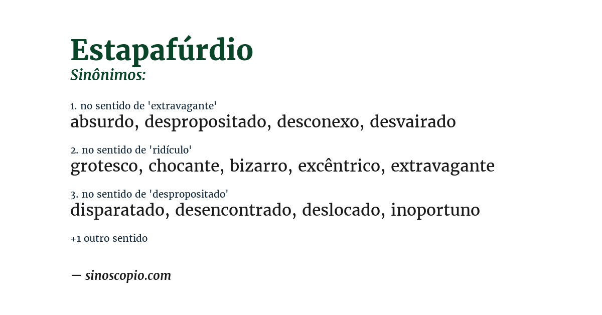 Sinônimo de estapafúrdio